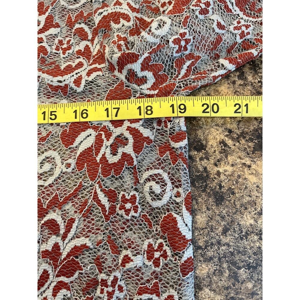 Ganni Sheer Floral Lace Mesh Top Red Gray Scandi Cool Girl Medium - Picture 10 of 11